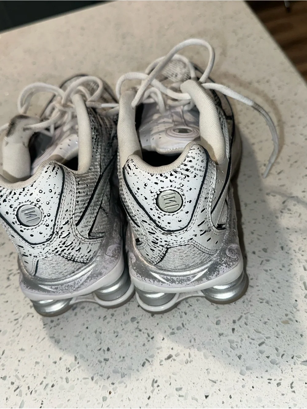 Nike White and Silver Men's Running Sneakers